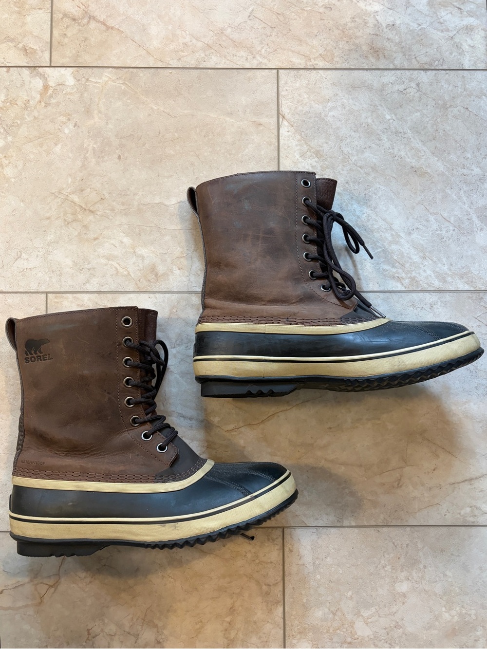 Sorel Premium T Boot Dark Brown Leather Waterproof Insulated Boots for Men